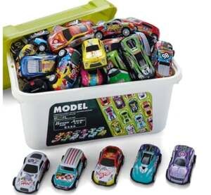 30-50 Pcs Mini Pull Back Race Car Toy Set with Storage Box